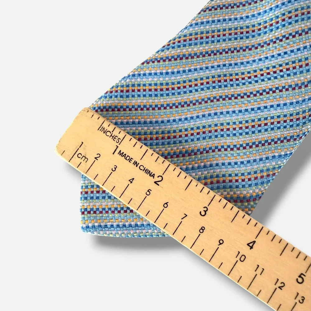 Hermes Silk Tie Mens OS Blue Multi Micro Check Striped 758789T Made in France